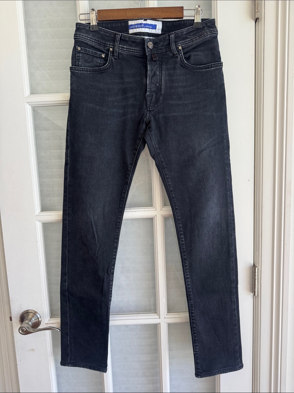 Jacob Cohen Nick Slim Black Denim Jeans Made in Italy Button Fly Size 30